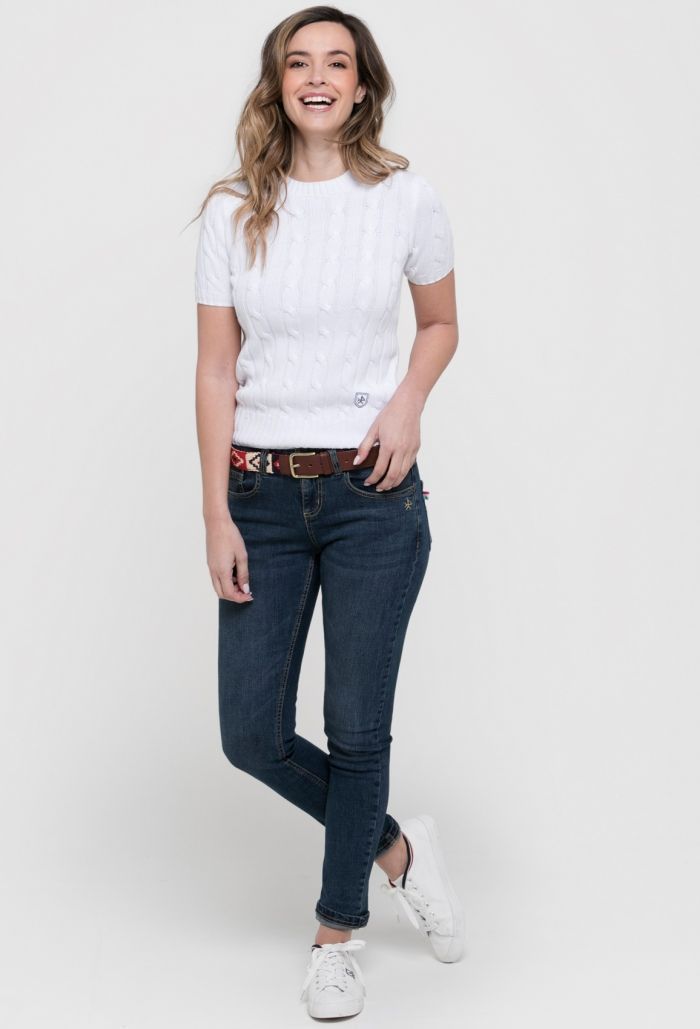 Jersey 100% algodón con cuello redondo manga corta color blanco - Valecuatro