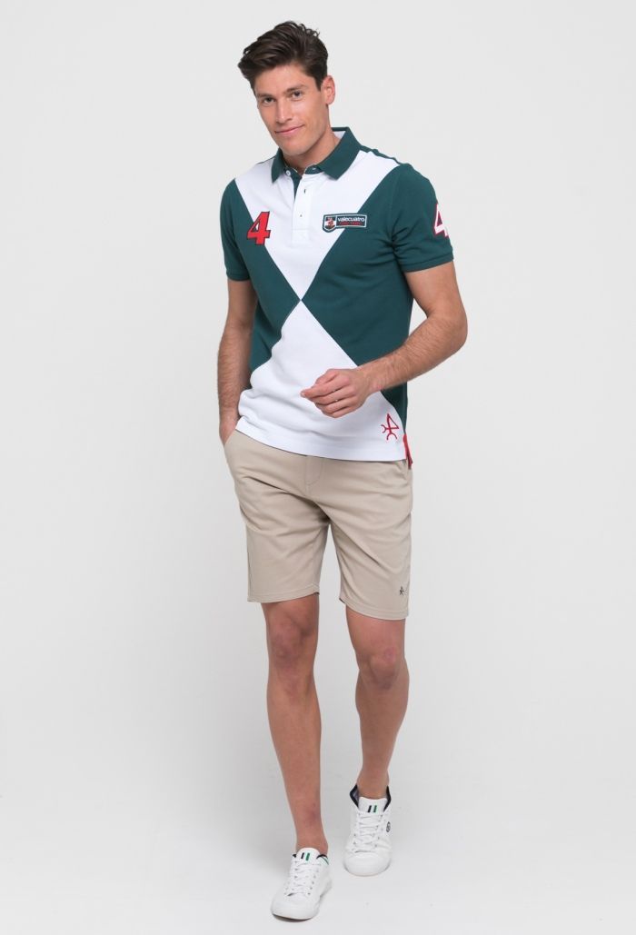 Polo diseño rombo de color verde para hombre - 25.16