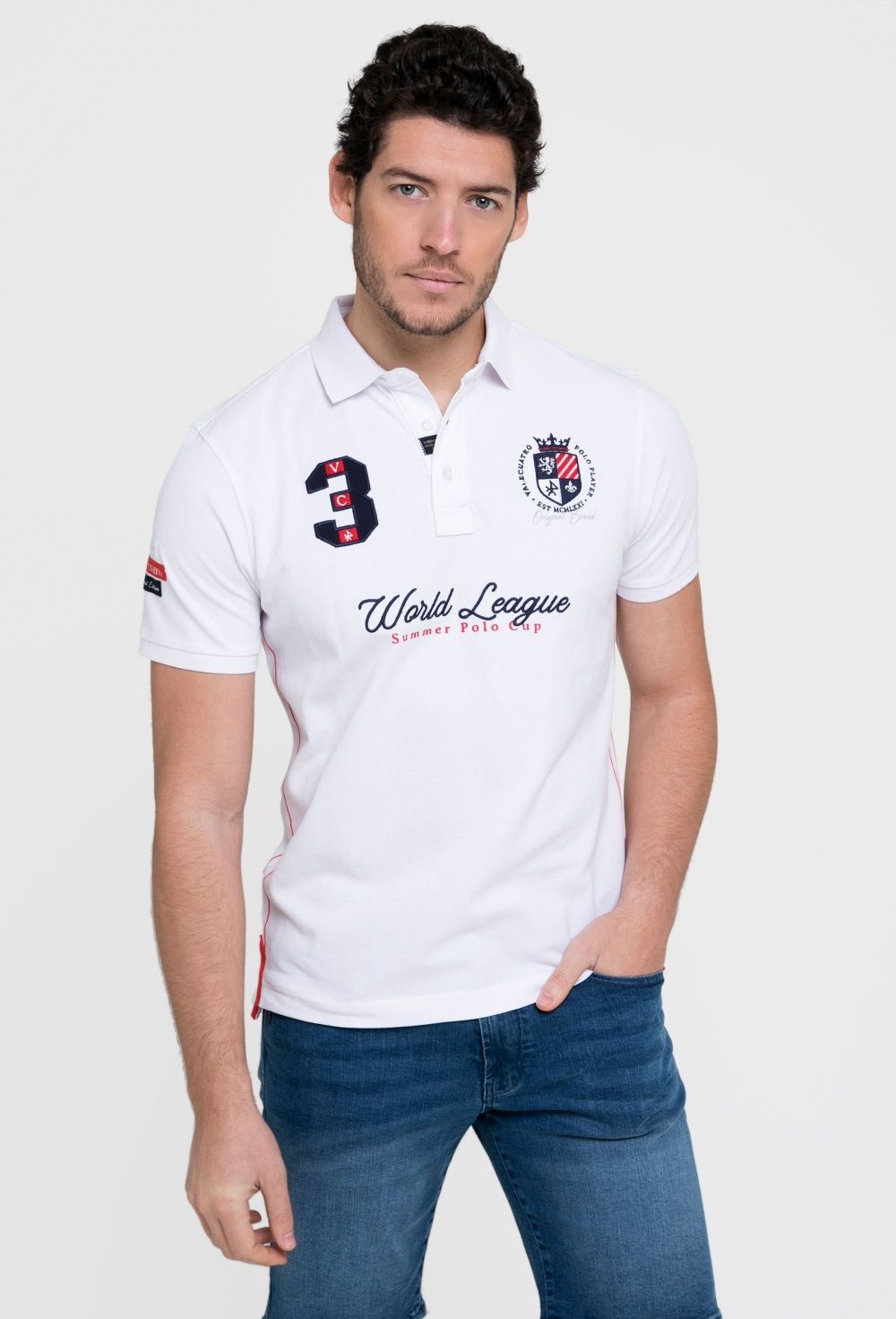 polos - Polo World League blanco P23H-5124-BL