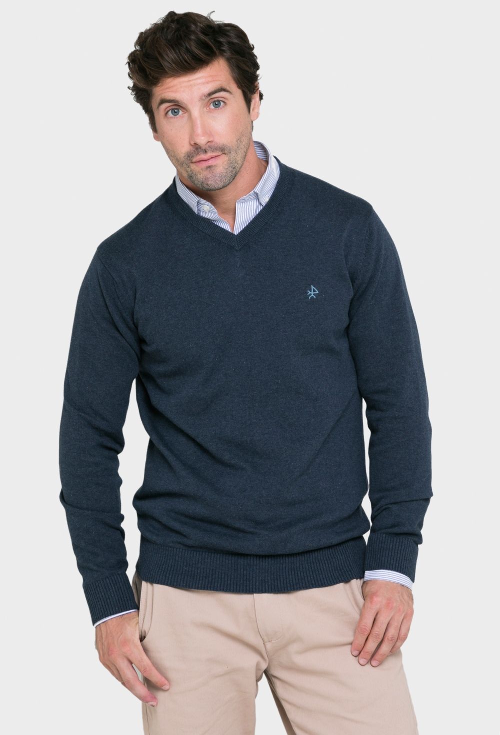 jersey - JERSEY H BASICO V-NECK I23H-5461-AZM