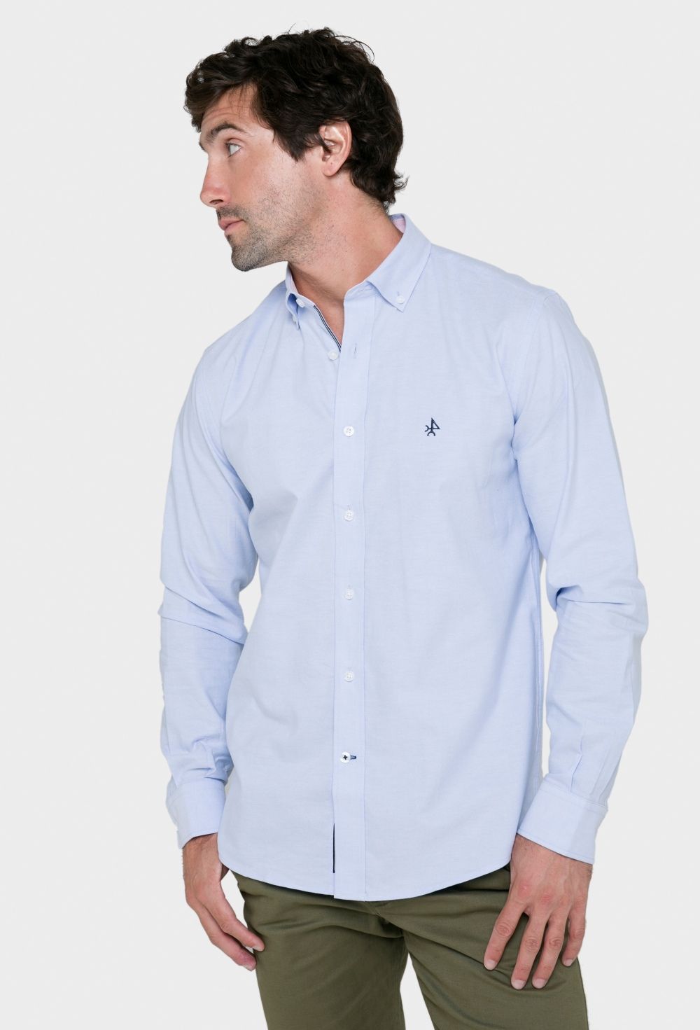 camisas - Camisa clásica oxford color celeste I23H-5433-CEL