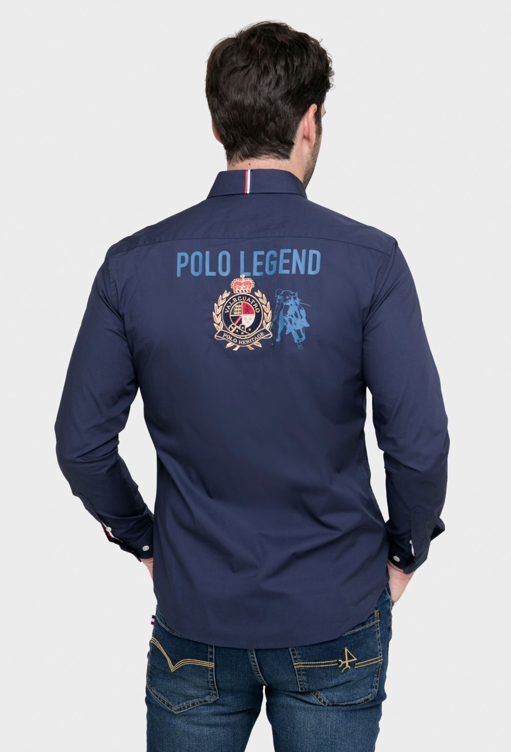 Camisa azul marino bordada modelo Legend - 47.94