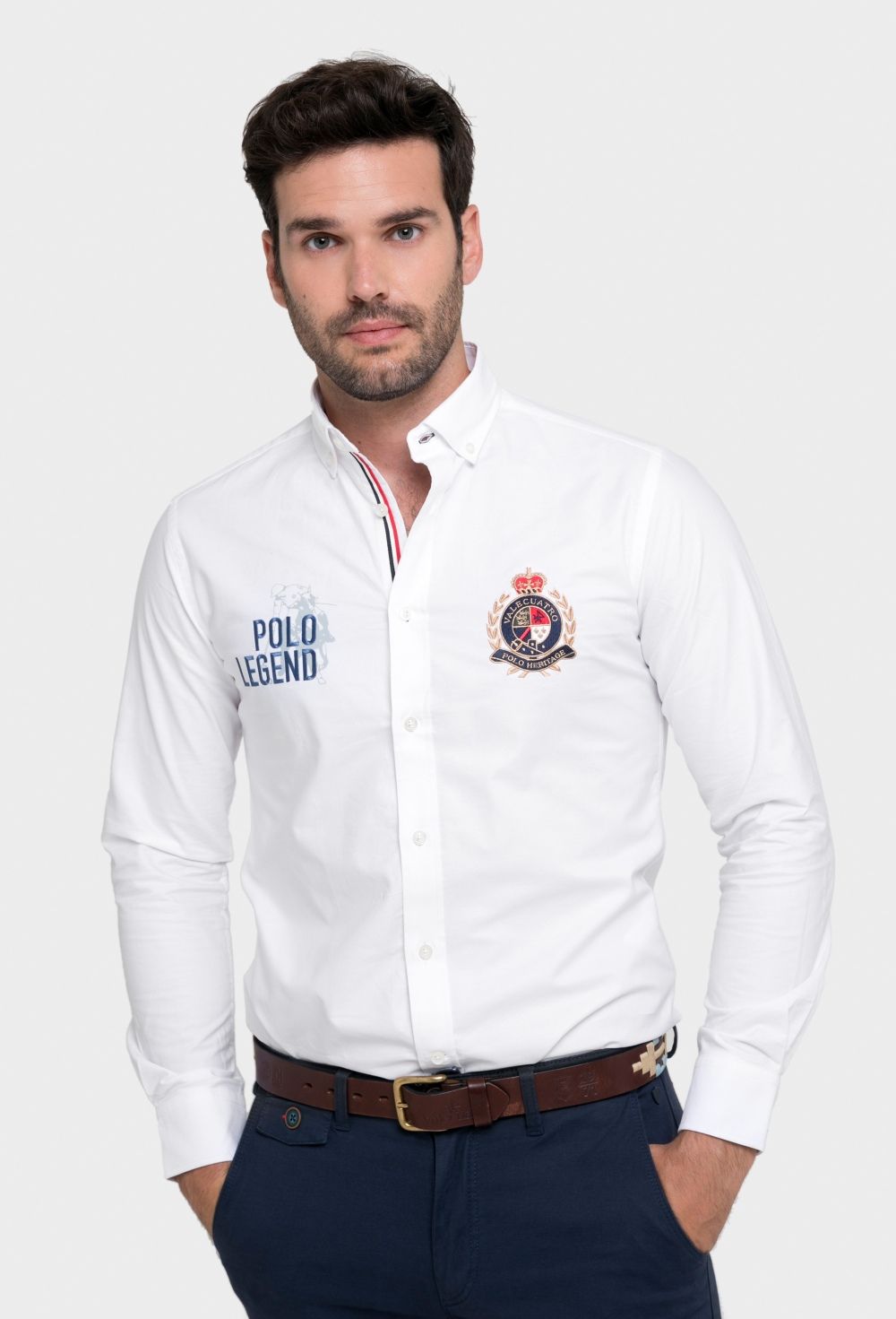 camisas - Camisa blanca bordada modelo Legend I23H-5447-BL