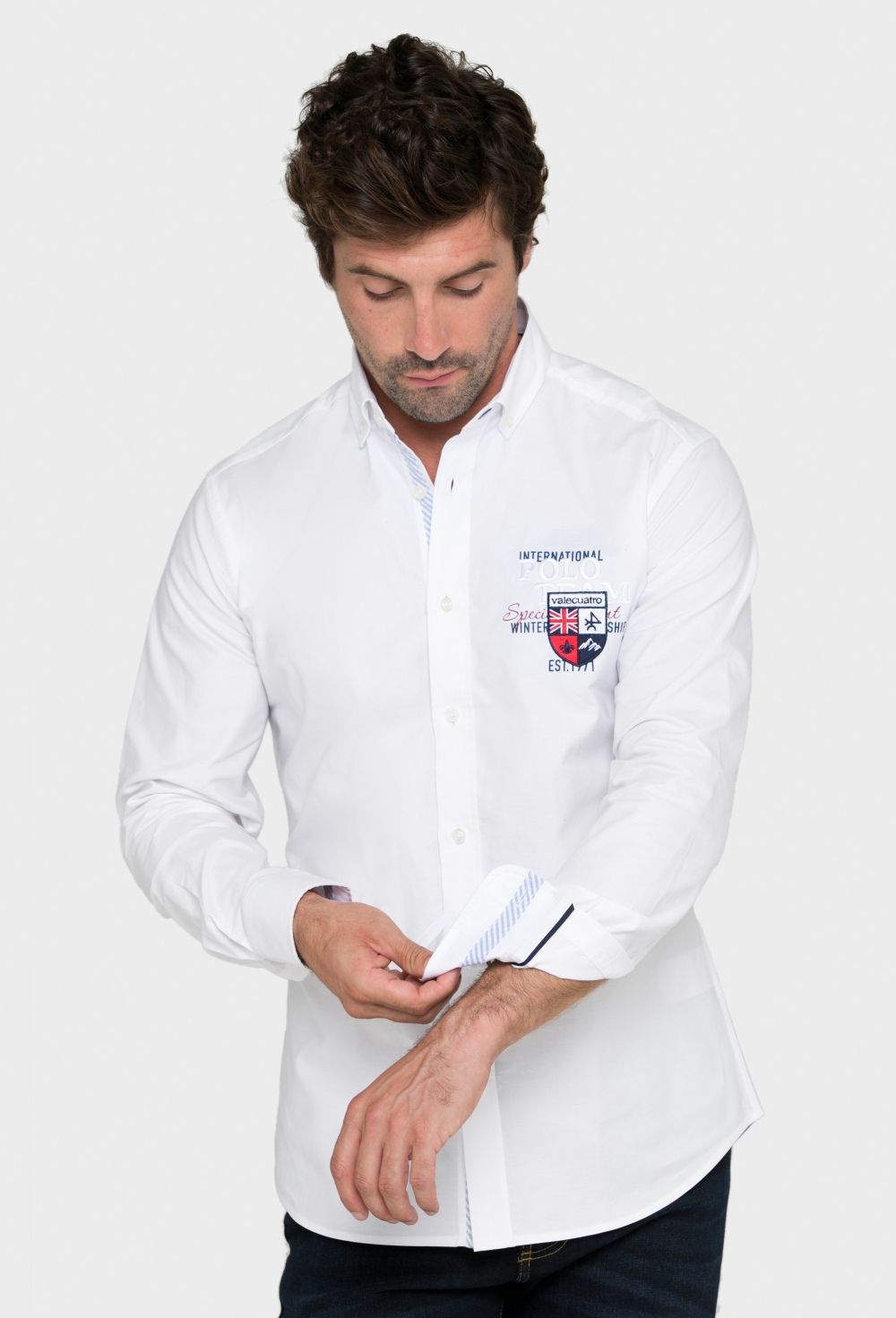 Valecuatro - Camisa Polo Team bordada color blanco