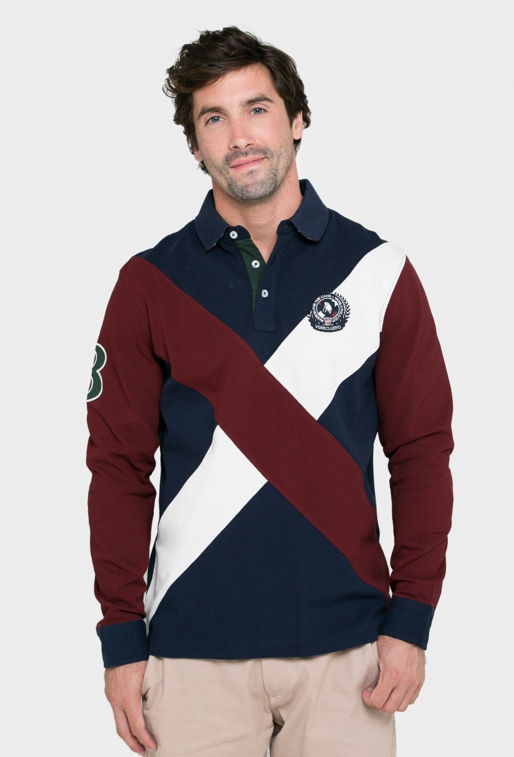 polos - Polo modelo bandas granate con azul marino I23H-5518-GRA