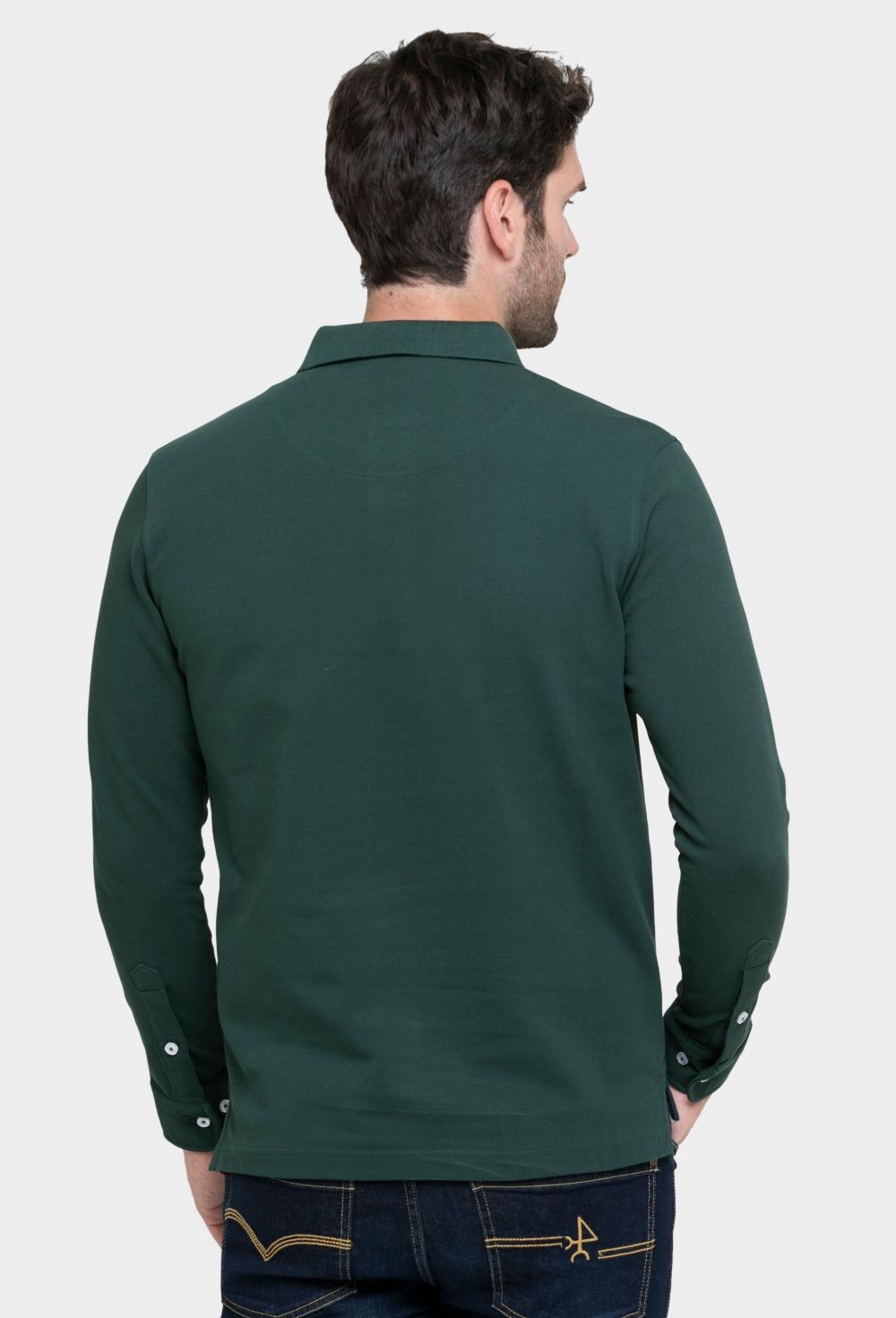 Polo clásico de manga larga color verde - 35.94