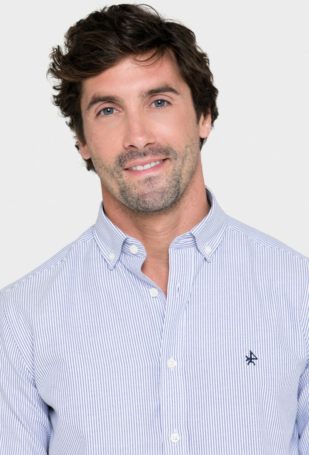 camisas - Camisa oxford clásica a rayas azul marino