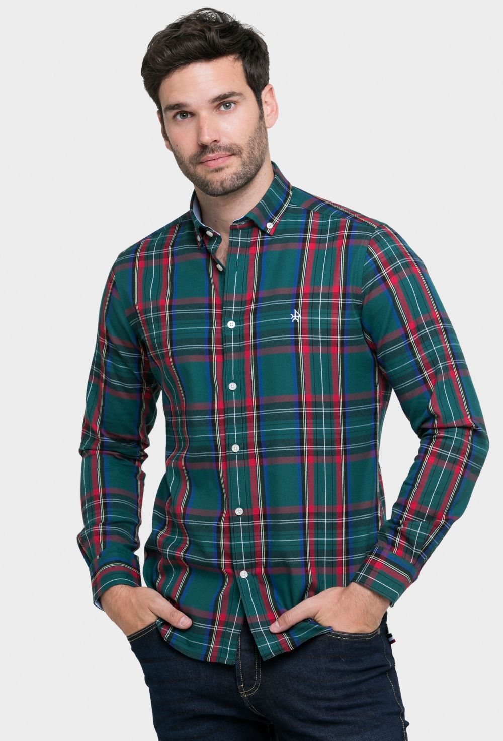 camisas - Camisa estilo tartán verde I23H-5452-TTVD