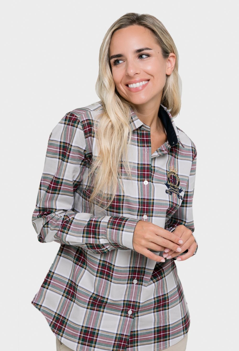 camisas - Camisa mujer clásica tartán verde I23M-5564-VD