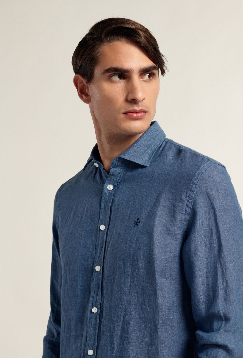 Camisa hombre de lino azul marino - 48.93