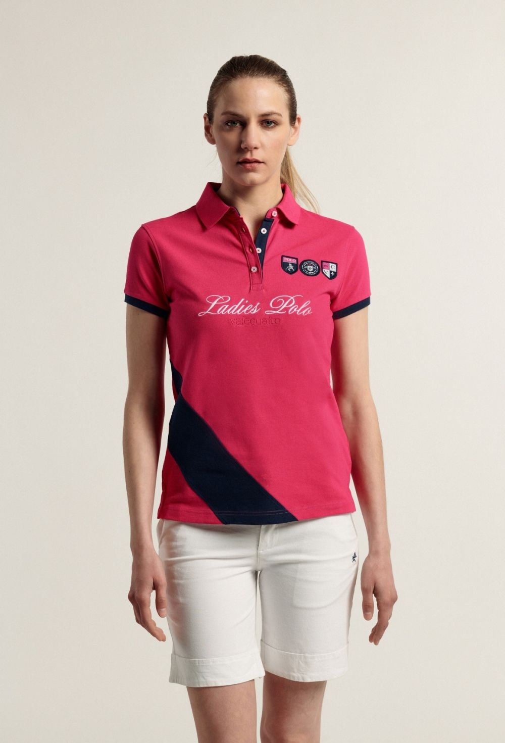 Polo Ladies escudos rosa fucsia - Valecuatro