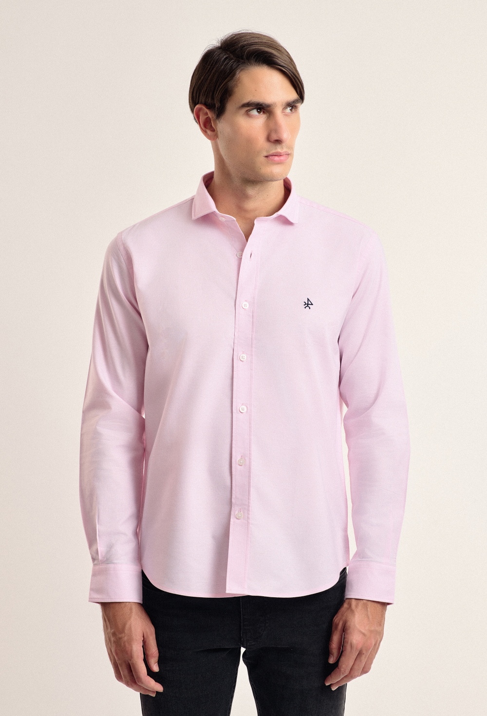 camisas - Camisa rosa clásica con cuello italiano I24H-5990-RS