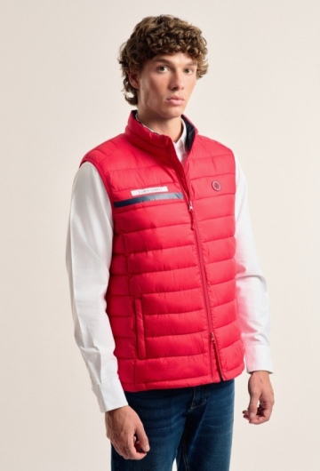 Chaleco acolchado rojo banda Valecuatro