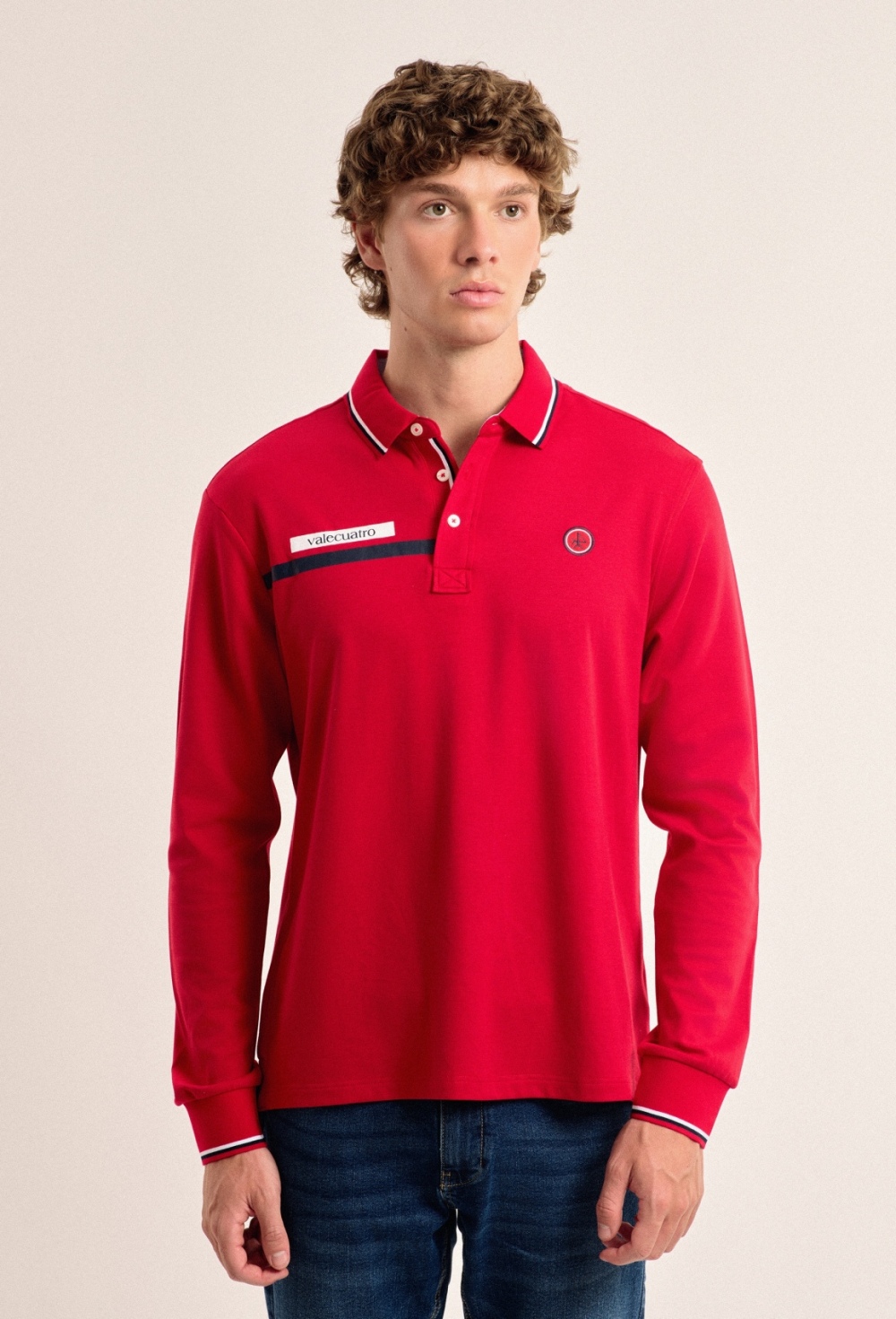 polos - Polo Valecuatro de hombre rojo modelo bandera I24H-6020-RJ