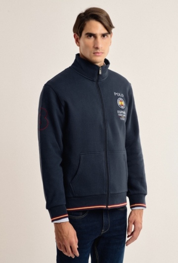Sudadera cremallera Valecuatro azul marino escudo España