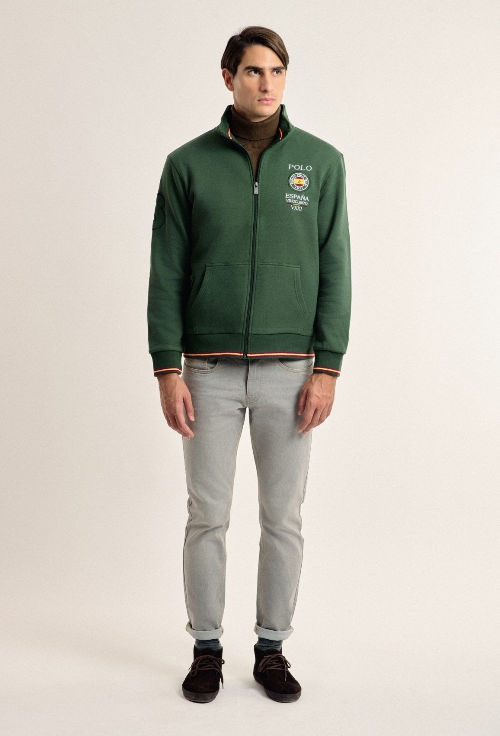 Sudadera cremallera Valecuatro verde escudo España - Valecuatro - sudaderas