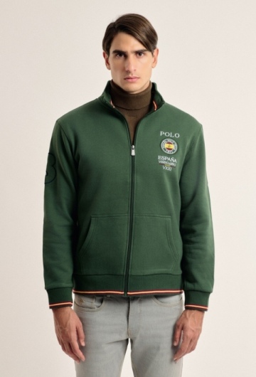 Sudadera cremallera Valecuatro verde escudo España