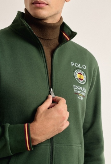Sudadera cremallera Valecuatro verde escudo España