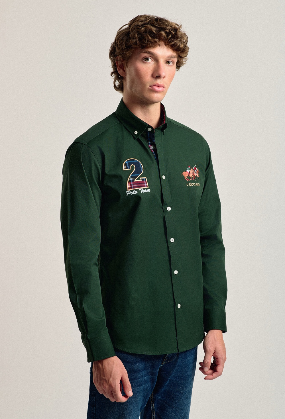 camisas - Camisa hombre Valecuatro verde modelo caballos I24H-6008-VDI