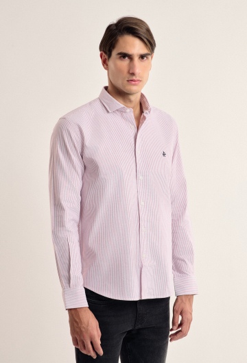 Camisa clásica a rayas color rojo