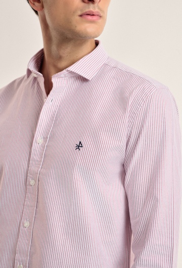 Camisa clásica a rayas color rojo