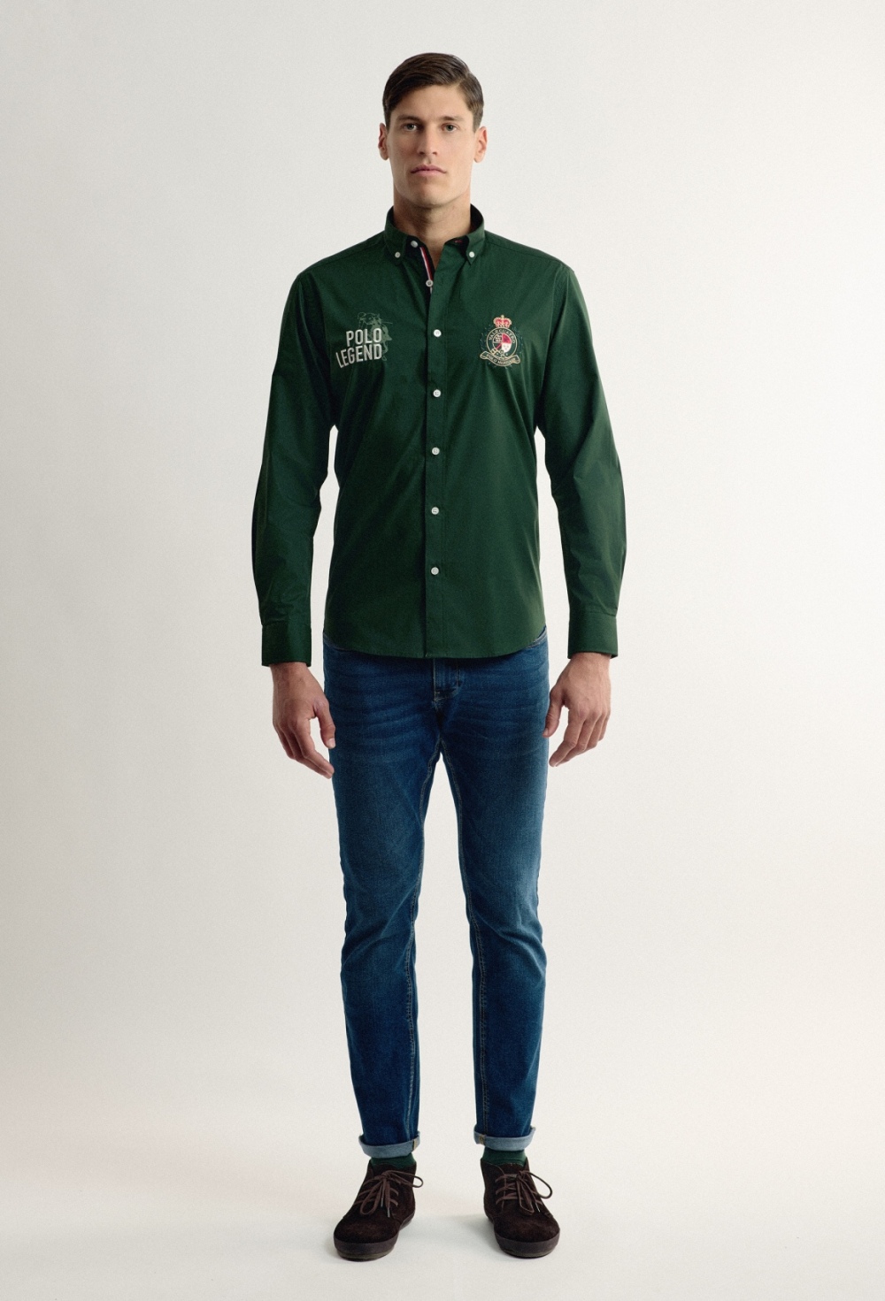 Camisa verde bordada modelo Legend