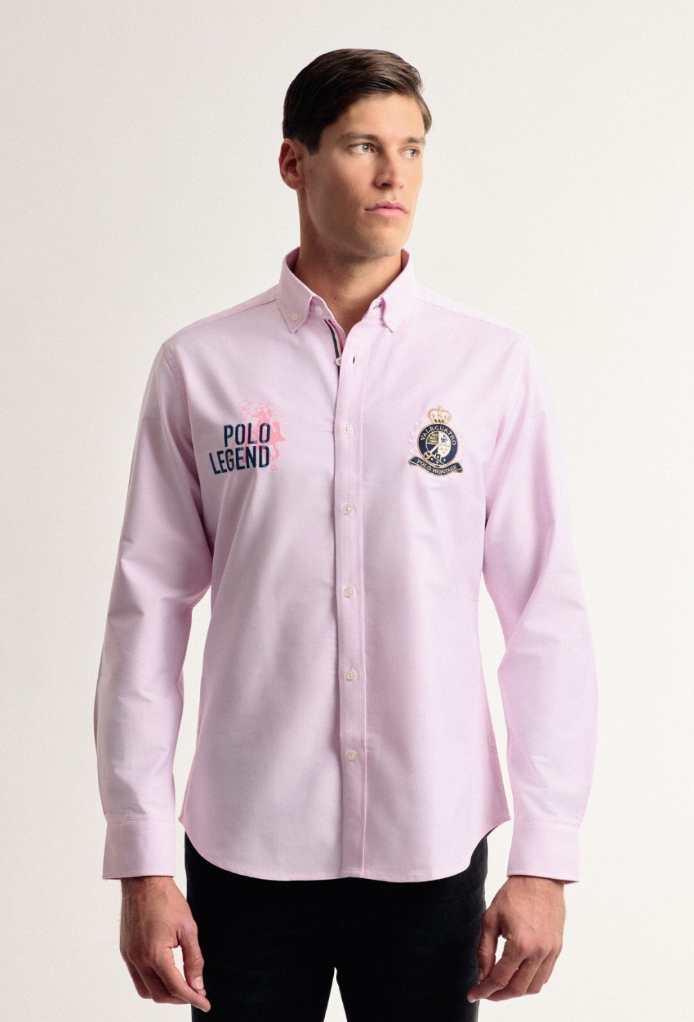 camisas - Camisa rosa bordada modelo Legend I24H-6013-RS