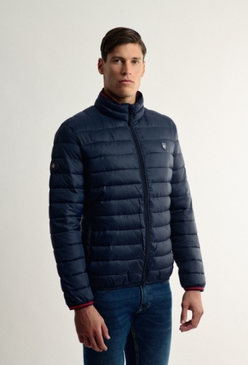 Chaqueta clásica cuello bandera azul marino