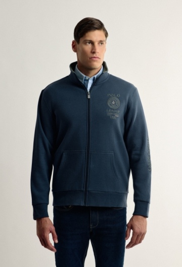 Sudadera bordados azul marino con cremallera