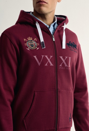 Sudadera cremallera burdeos modelo caballos