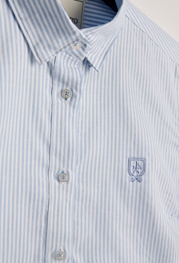 Camisa clásica Oxford a rayas celeste