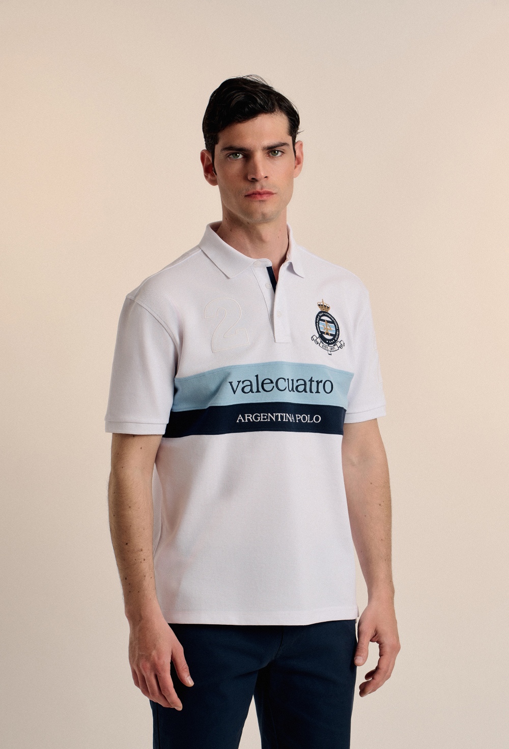Valecuatro - Polo franjas Argentina blanco