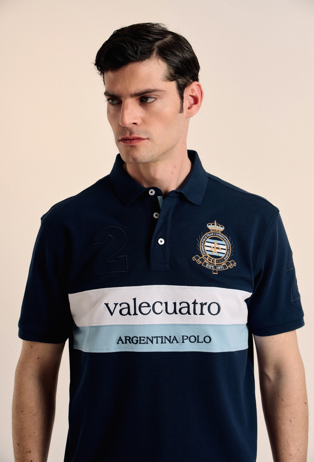 Polo franjas Argentina azul marino - Valecuatro
