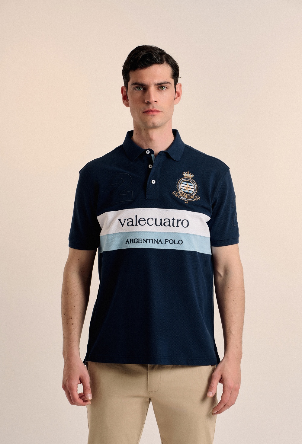 polos - Polo franjas Argentina azul marino P25H-6217-AZM