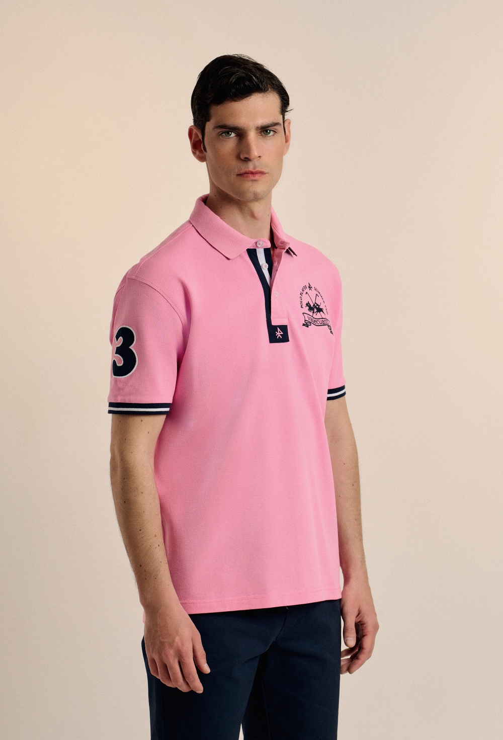 polos - Polo banderas rosa P25H-6213-RS