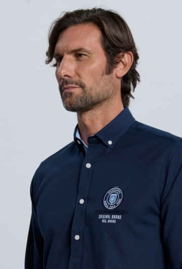 Camisa bordada Valecuatro azul marino