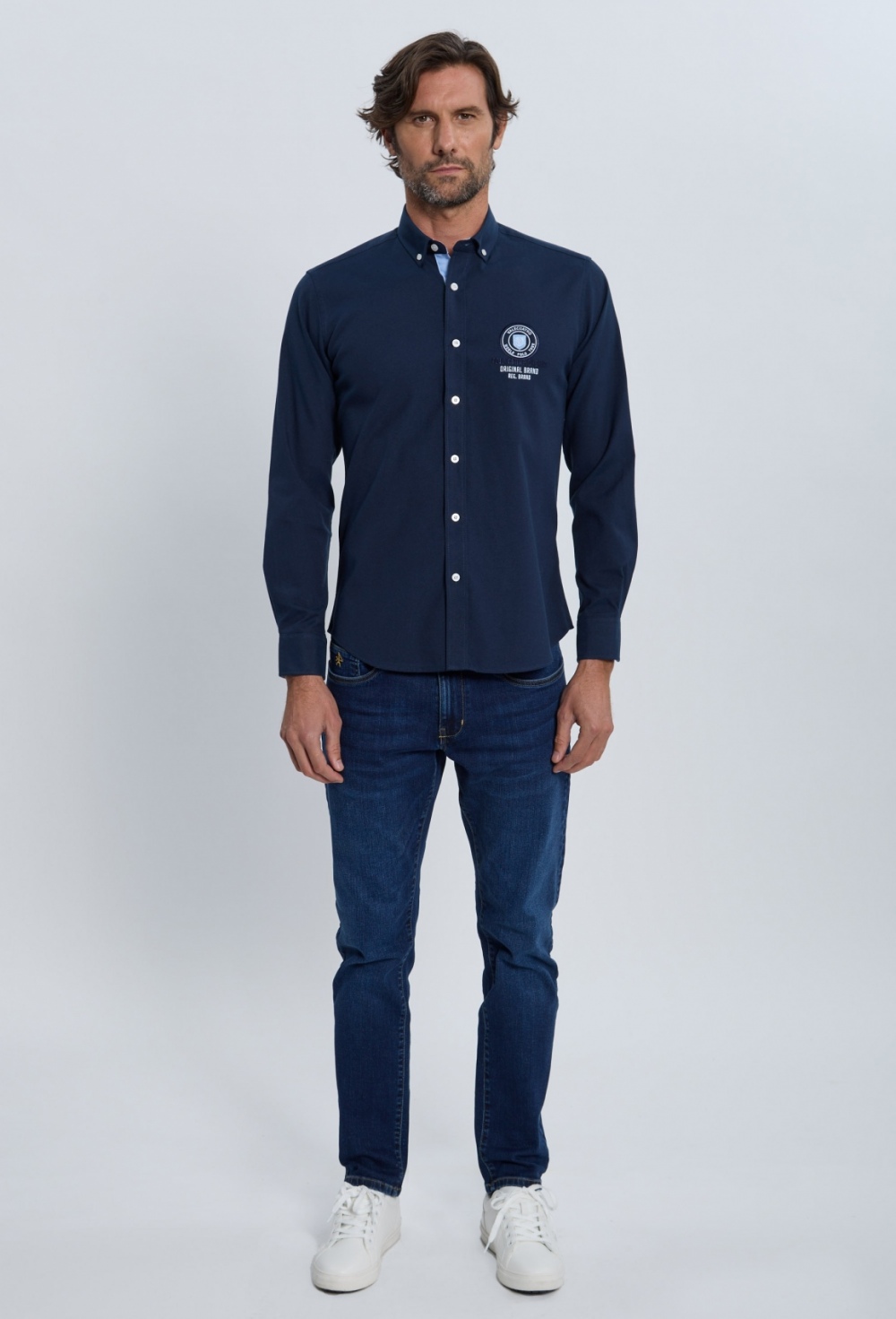 Camisa bordada Valecuatro azul marino