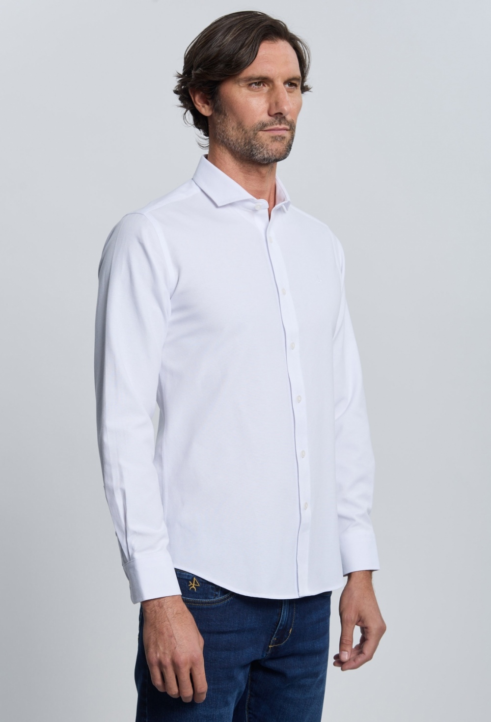Valecuatro - Camisa Oxford blanco cuello italiano