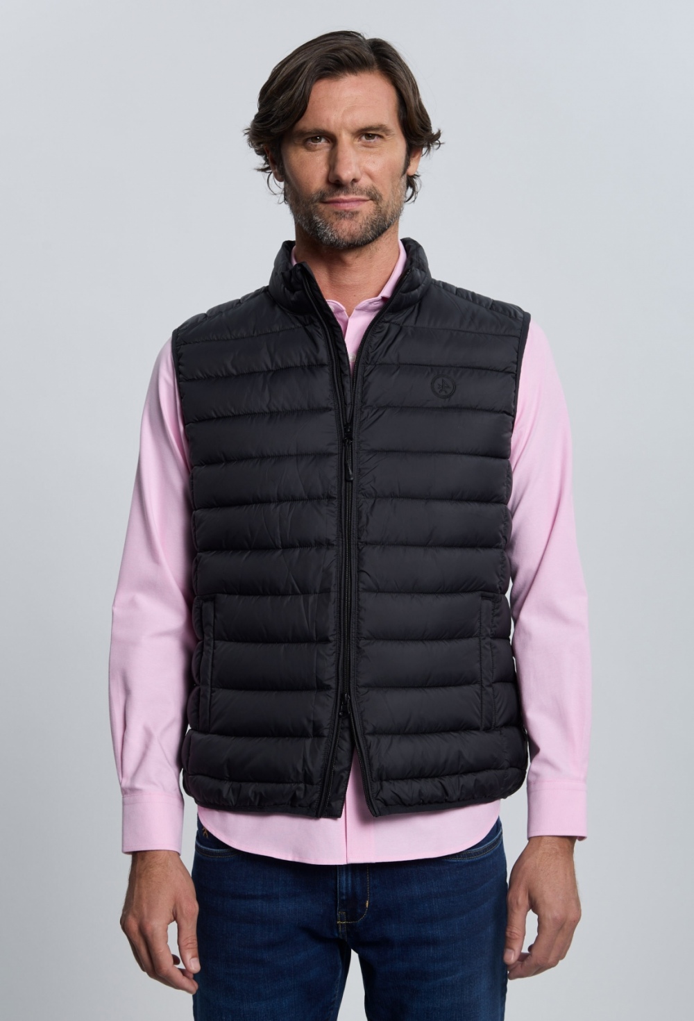 chalecos - Chaleco acolchado clásico negro I25H-6419-NG