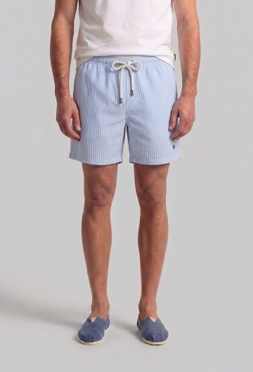 Bañador estampado a rayas azul celeste