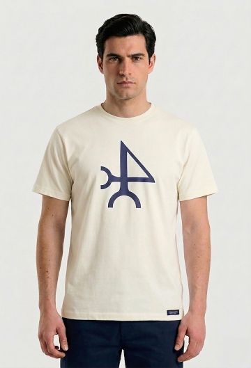 Camiseta logo color blanco roto