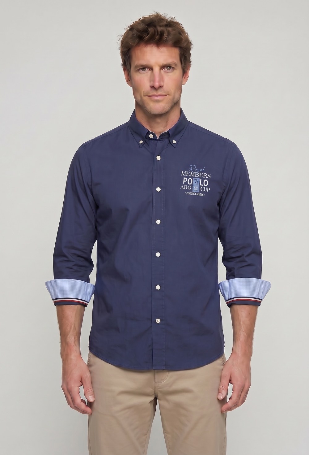 camisas - Camisa bordada Royal Member azul marino P26H-6508-AZM