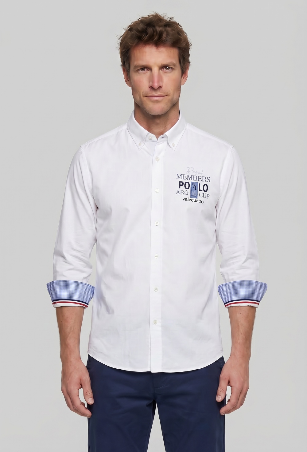 camisas - Camisa bordada Royal Member blanca P26H-6509-BL