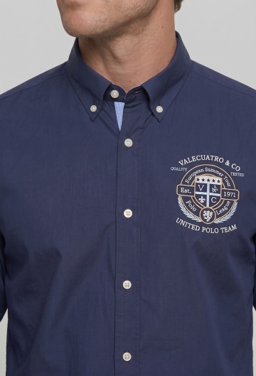 Camisa semibordada United Polo azul marino
