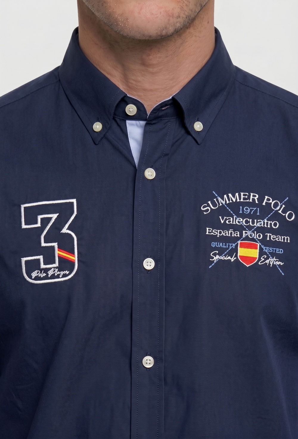 Camisa bordada España Polo azul marino - 79.9