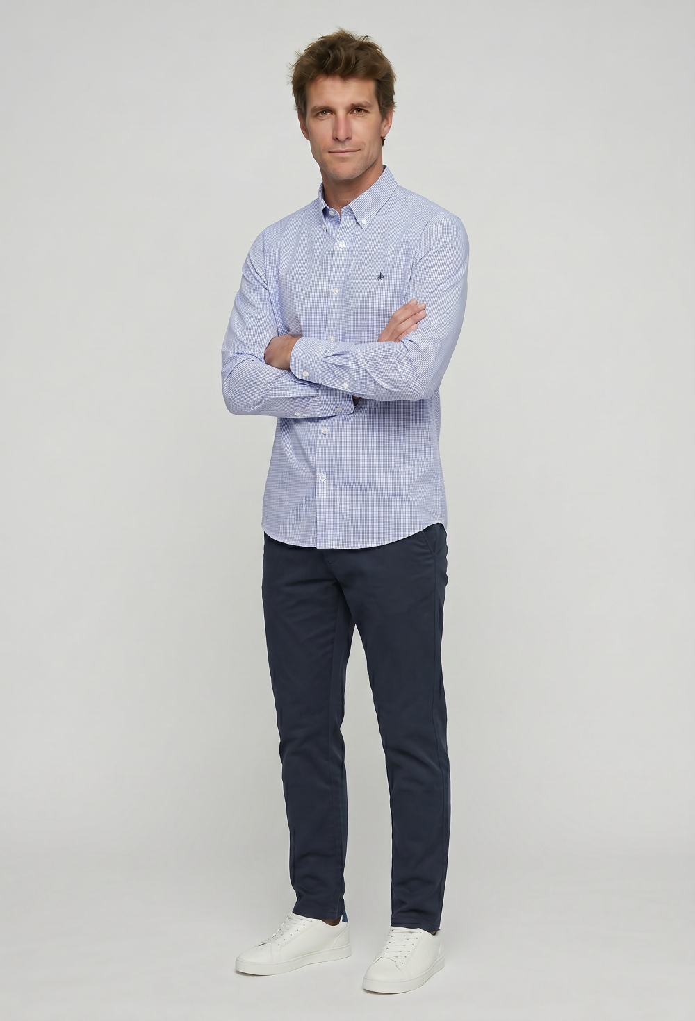 Valecuatro - Camisa cuadro vichy celeste