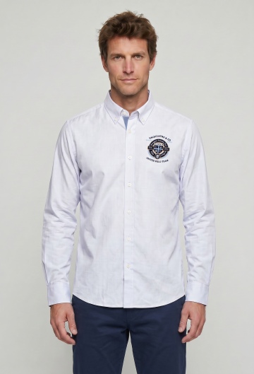 Camisa semibordada United Polo blanca
