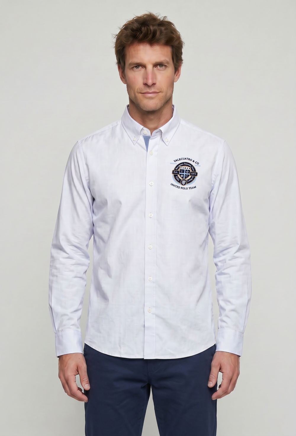 camisas - Camisa semibordada United Polo blanca P26H-6525-BL