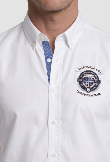 Camisa semibordada United Polo blanca