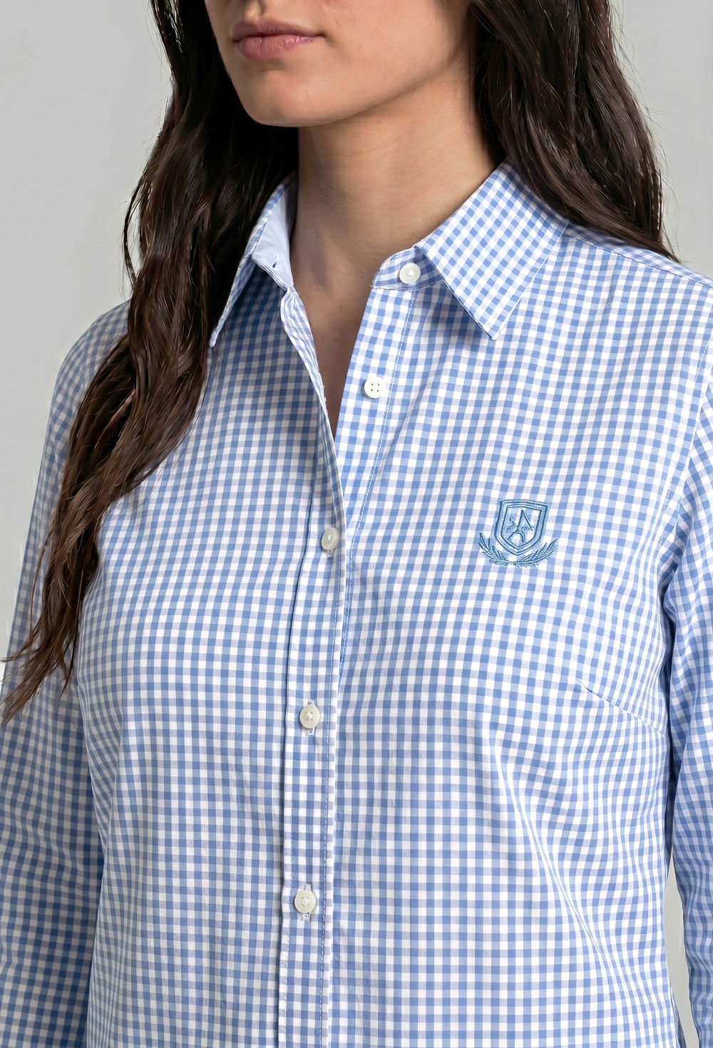 Camisa clásica logo Valecuatro vichy celeste - 59.9